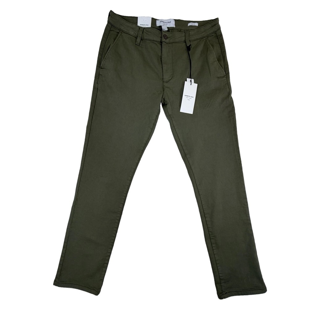 NWT Kenneth Cole Men's Slim Fit Techni-Cole Chino Pants Sz 32x32 Sage Green $79